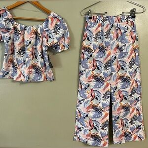 Vince Camuto Girls Linen Blend Floral Print Boho Resort Vacation Set SZ 12 NWT